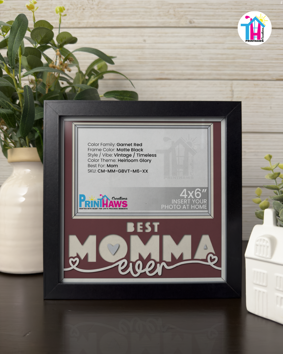 Best Momma Ever - Crafted Memoirs Photo Frame By Printhaws Creations, Matte Black Frame, In A Refined Range Of Colors, 8x8 Frame Holds (4R) Photo - For Mom