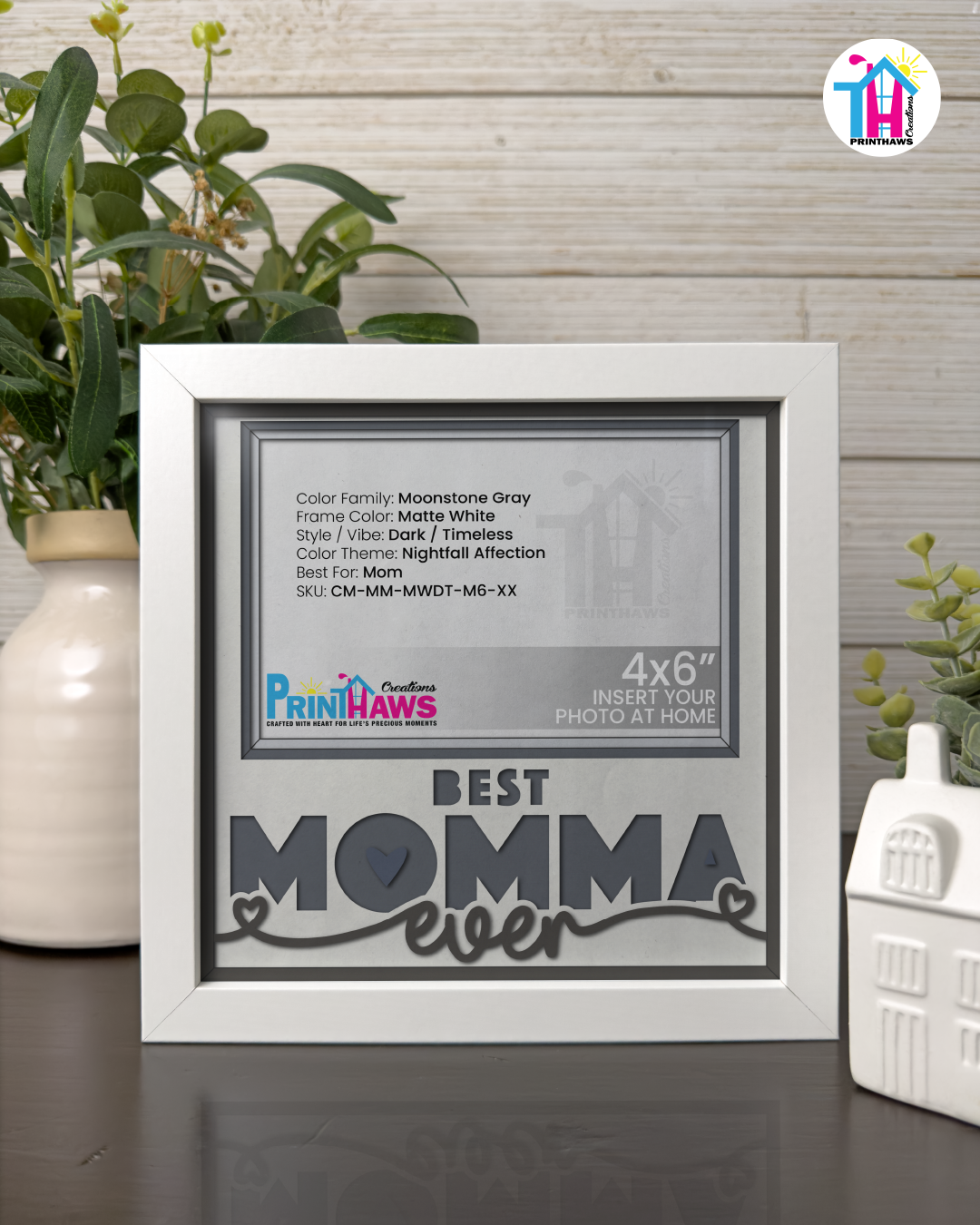 Best Momma Ever - Crafted Memoirs Photo Frame By Printhaws Creations, Matte White Frame, In A Refined Range Of Colors, 8x8 Frame Holds (4R) Photo - For Mom