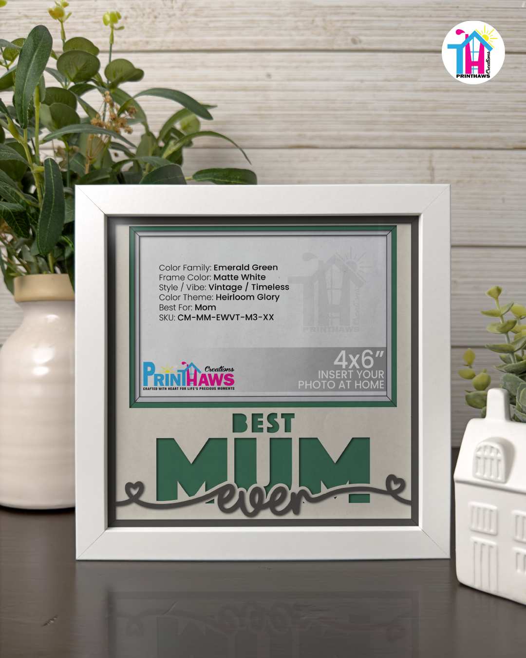 Best Mum Ever - Crafted Memoirs Photo Frame By Printhaws Creations, Matte White Frame, In A Refined Range Of Colors, 8x8 Frame Holds (4R) Photo - For Mom