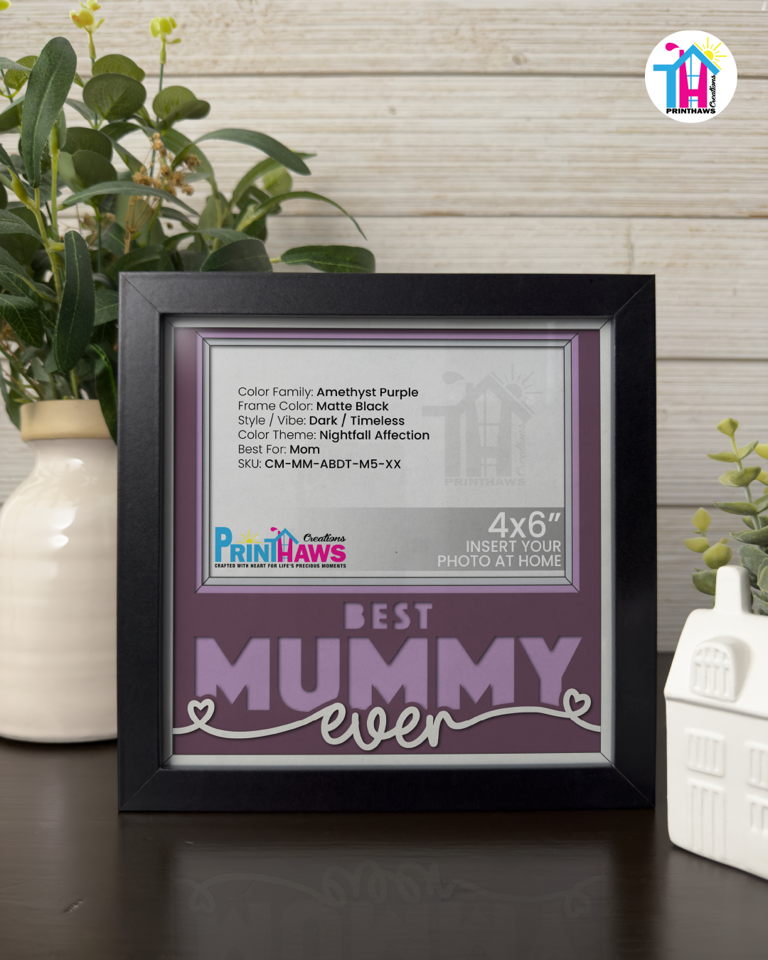 Best Mummy Ever - Crafted Memoirs Photo Frame By Printhaws Creations, Matte Black Frame, In A Refined Range Of Colors, 8x8 Frame Holds (4R) Photo - For Mom