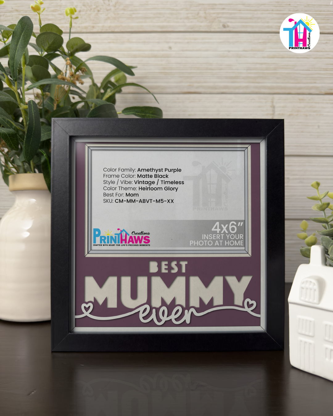 Best Mummy Ever - Crafted Memoirs Photo Frame By Printhaws Creations, Matte Black Frame, In A Refined Range Of Colors, 8x8 Frame Holds (4R) Photo - For Mom