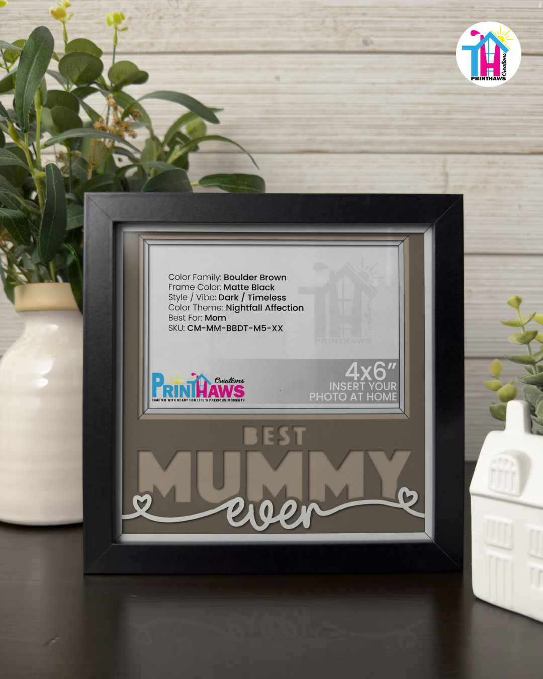 Best Mummy Ever - Crafted Memoirs Photo Frame By Printhaws Creations, Matte Black Frame, In A Refined Range Of Colors, 8x8 Frame Holds (4R) Photo - For Mom