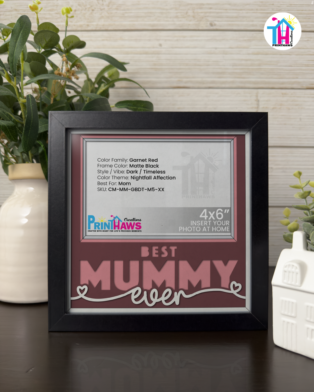 Best Mummy Ever - Crafted Memoirs Photo Frame By Printhaws Creations, Matte Black Frame, In A Refined Range Of Colors, 8x8 Frame Holds (4R) Photo - For Mom