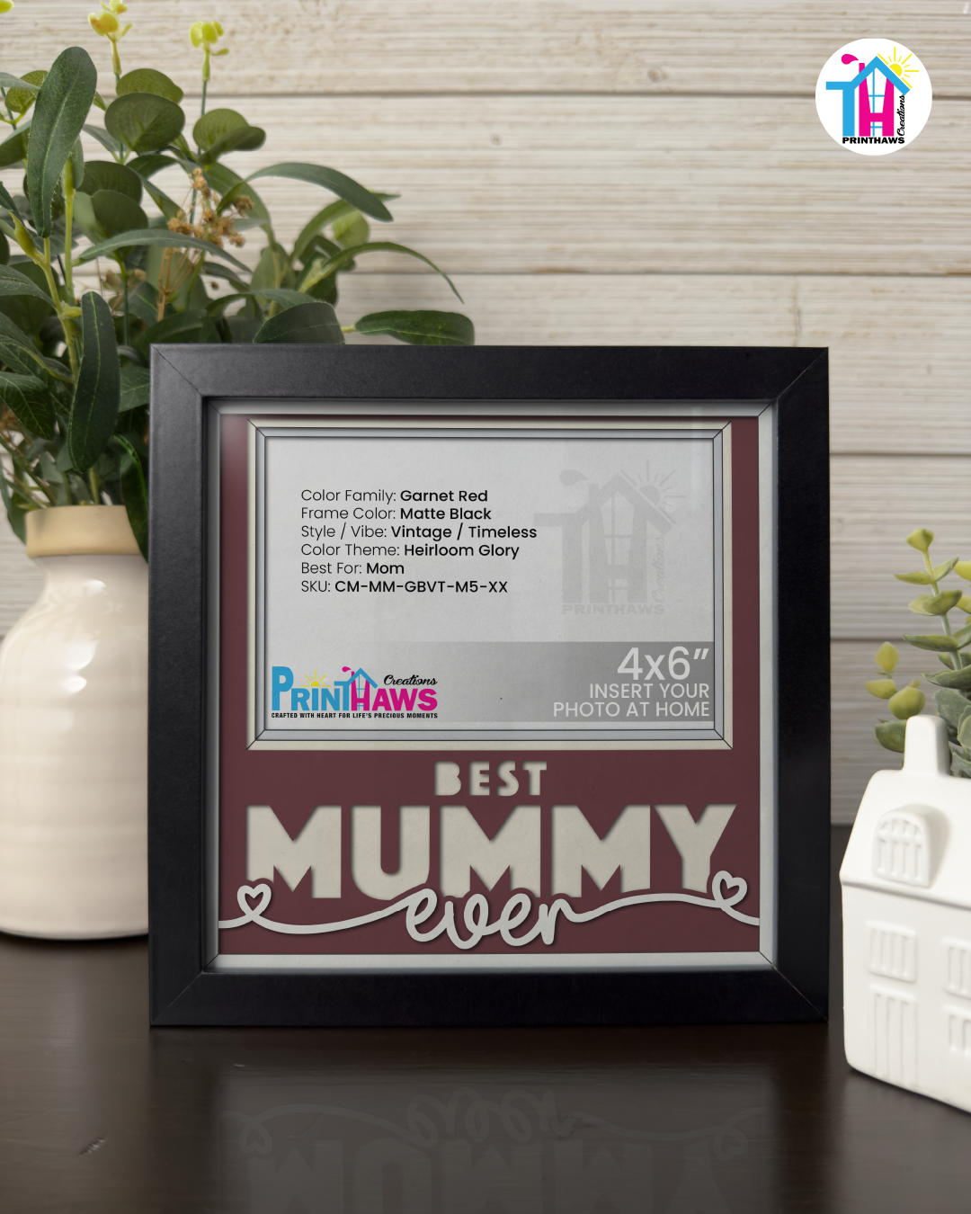 Best Mummy Ever - Crafted Memoirs Photo Frame By Printhaws Creations, Matte Black Frame, In A Refined Range Of Colors, 8x8 Frame Holds (4R) Photo - For Mom