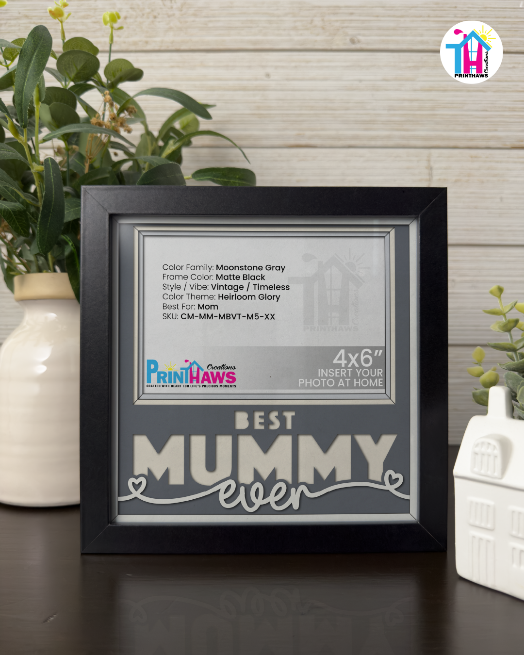 Best Mummy Ever - Crafted Memoirs Photo Frame By Printhaws Creations, Matte Black Frame, In A Refined Range Of Colors, 8x8 Frame Holds (4R) Photo - For Mom