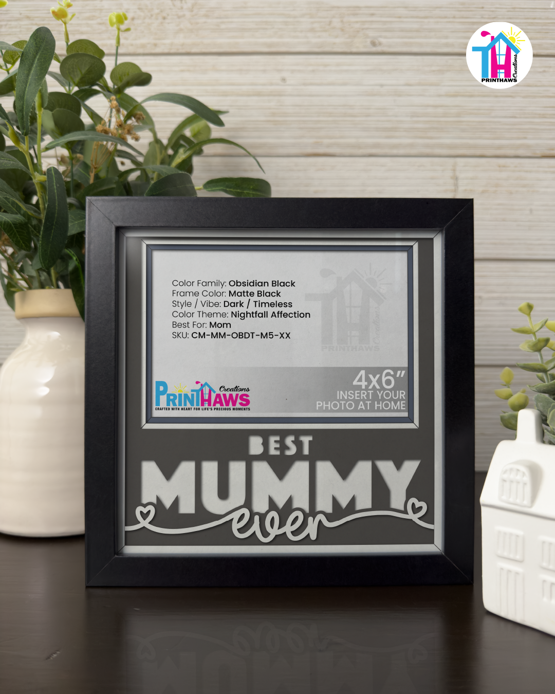 Best Mummy Ever - Crafted Memoirs Photo Frame By Printhaws Creations, Matte Black Frame, In A Refined Range Of Colors, 8x8 Frame Holds (4R) Photo - For Mom