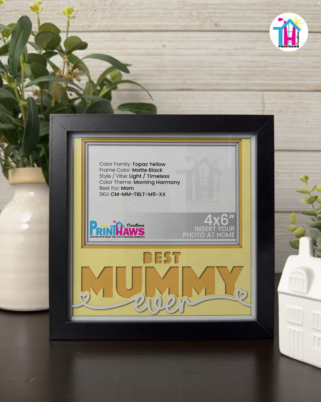 Best Mummy Ever - Crafted Memoirs Photo Frame By Printhaws Creations, Matte Black Frame, In A Refined Range Of Colors, 8x8 Frame Holds (4R) Photo - For Mom