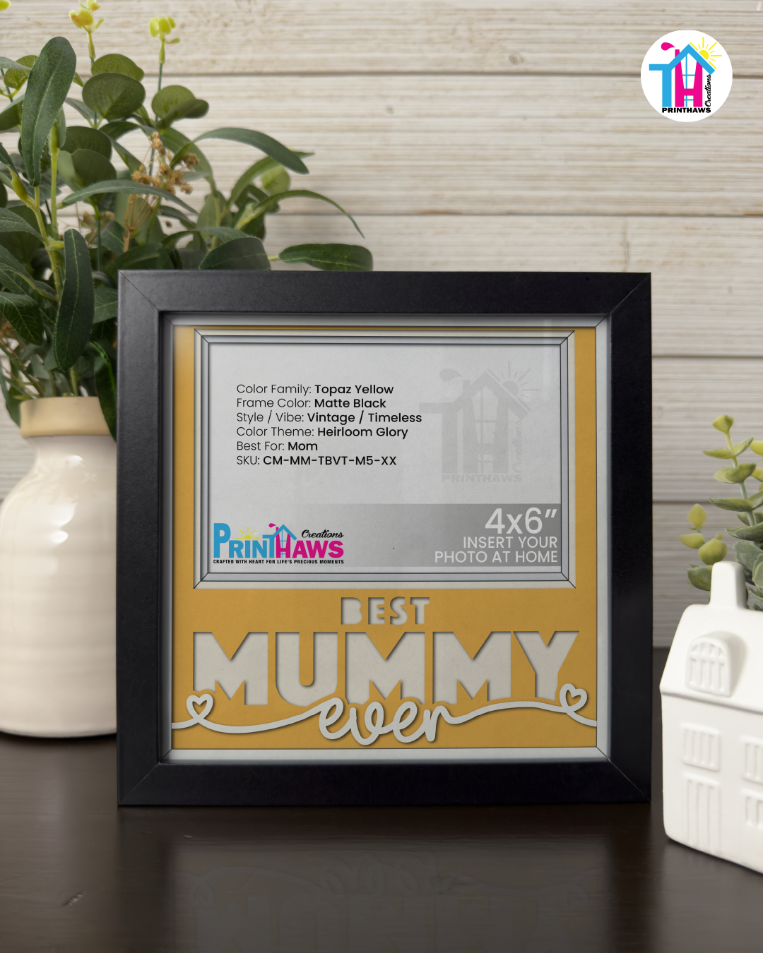 Best Mummy Ever - Crafted Memoirs Photo Frame By Printhaws Creations, Matte Black Frame, In A Refined Range Of Colors, 8x8 Frame Holds (4R) Photo - For Mom