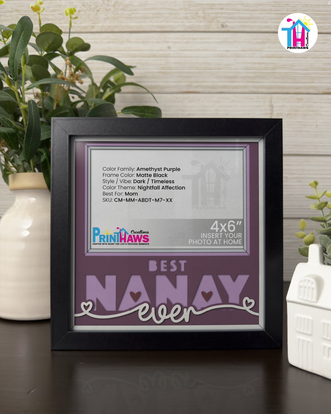 Best Nanay Ever - Crafted Memoirs Photo Frame By Printhaws Creations, Matte Black Frame, In A Refined Range Of Colors, 8x8 Frame Holds (4R) Photo - For Mom