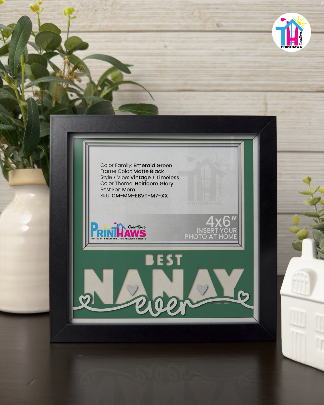 Best Nanay Ever - Crafted Memoirs Photo Frame By Printhaws Creations, Matte Black Frame, In A Refined Range Of Colors, 8x8 Frame Holds (4R) Photo - For Mom