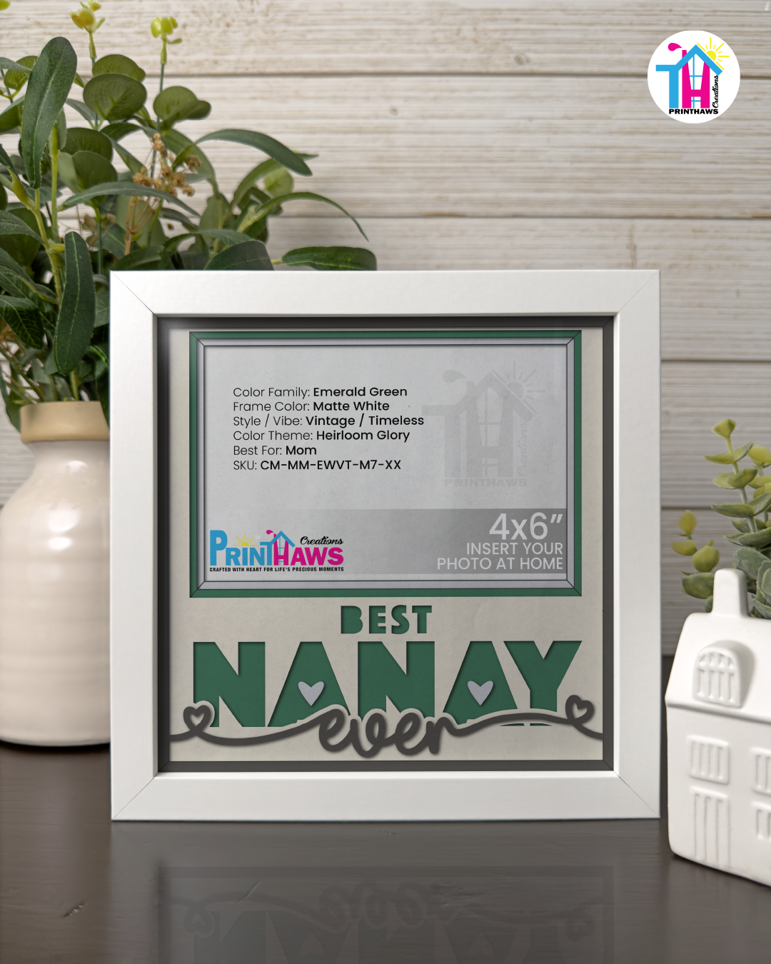 Best Nanay Ever - Crafted Memoirs Photo Frame By Printhaws Creations, Matte White Frame, In A Refined Range Of Colors, 8x8 Frame Holds (4R) Photo - For Mom