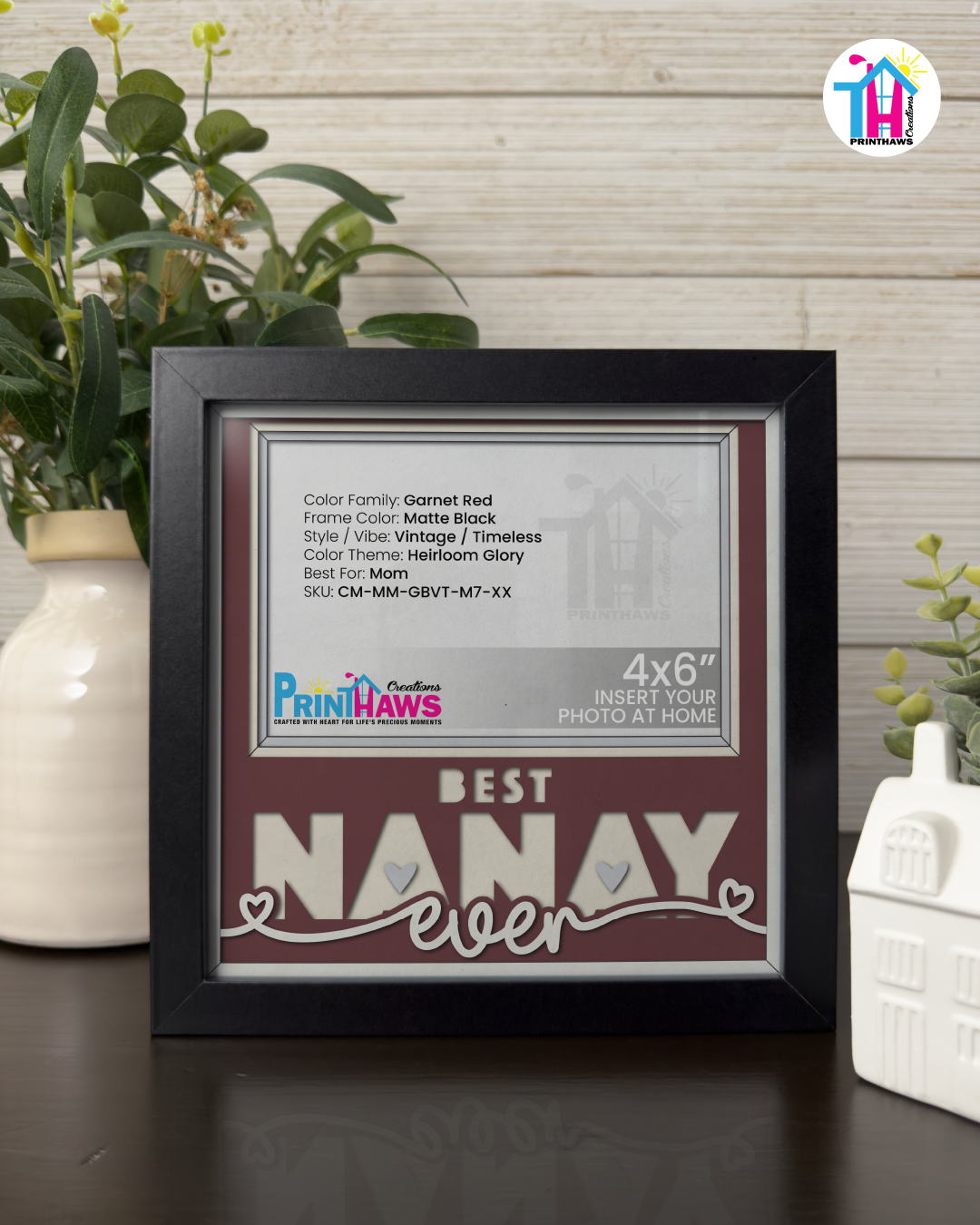Best Nanay Ever - Crafted Memoirs Photo Frame By Printhaws Creations, Matte Black Frame, In A Refined Range Of Colors, 8x8 Frame Holds (4R) Photo - For Mom