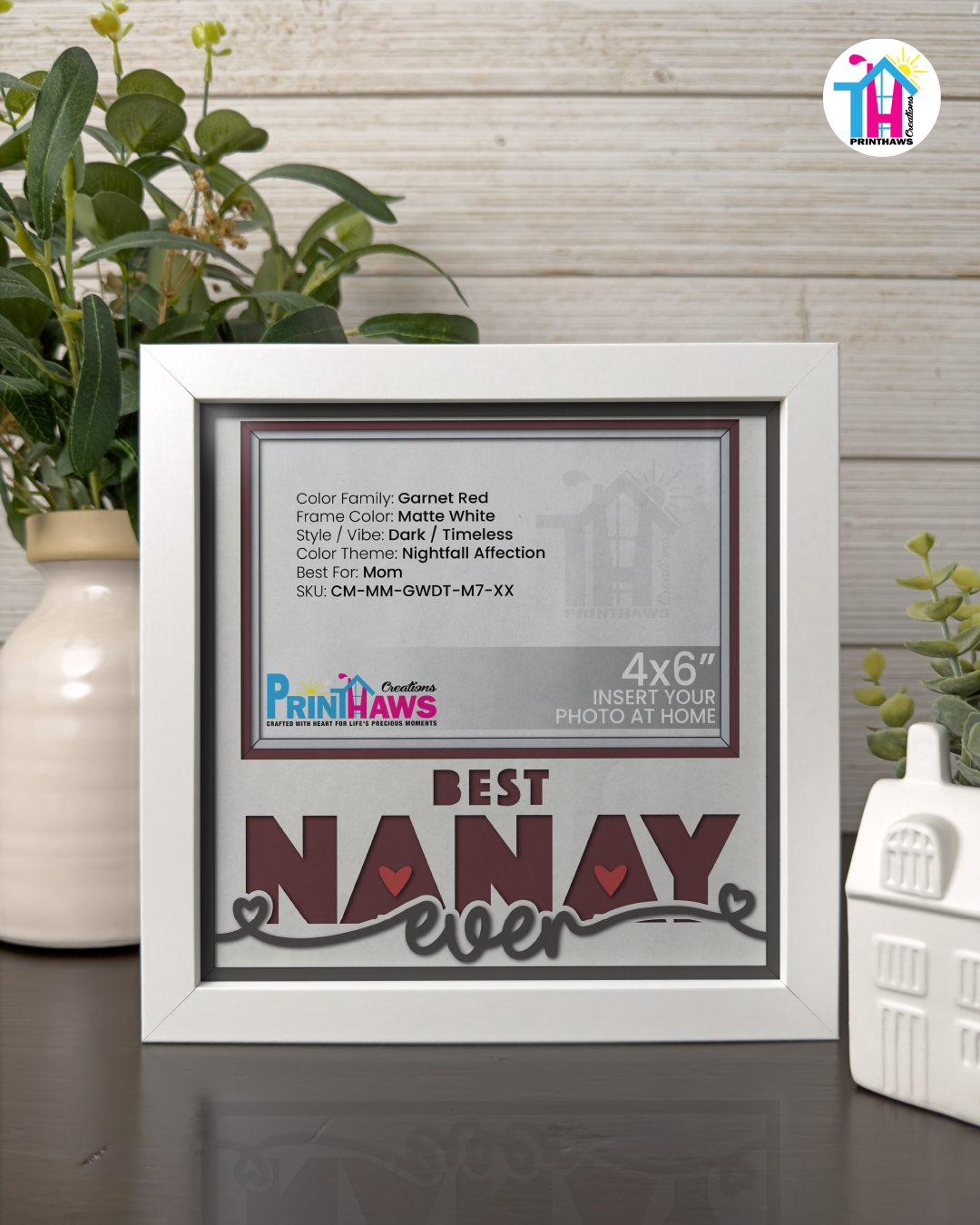 Best Nanay Ever - Crafted Memoirs Photo Frame By Printhaws Creations, Matte White Frame, In A Refined Range Of Colors, 8x8 Frame Holds (4R) Photo - For Mom