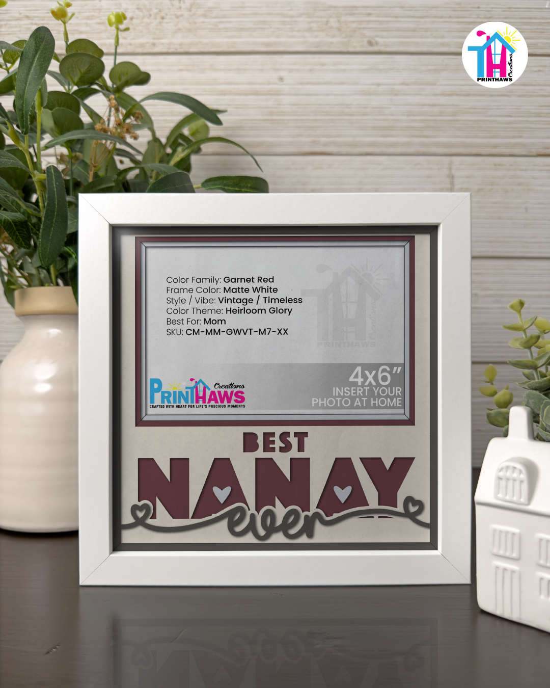 Best Nanay Ever - Crafted Memoirs Photo Frame By Printhaws Creations, Matte White Frame, In A Refined Range Of Colors, 8x8 Frame Holds (4R) Photo - For Mom
