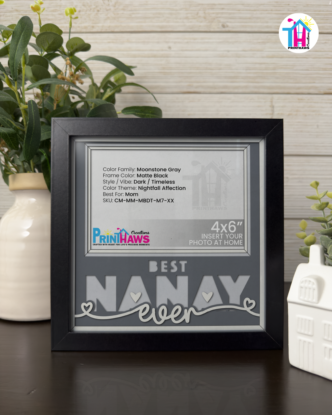 Best Nanay Ever - Crafted Memoirs Photo Frame By Printhaws Creations, Matte Black Frame, In A Refined Range Of Colors, 8x8 Frame Holds (4R) Photo - For Mom