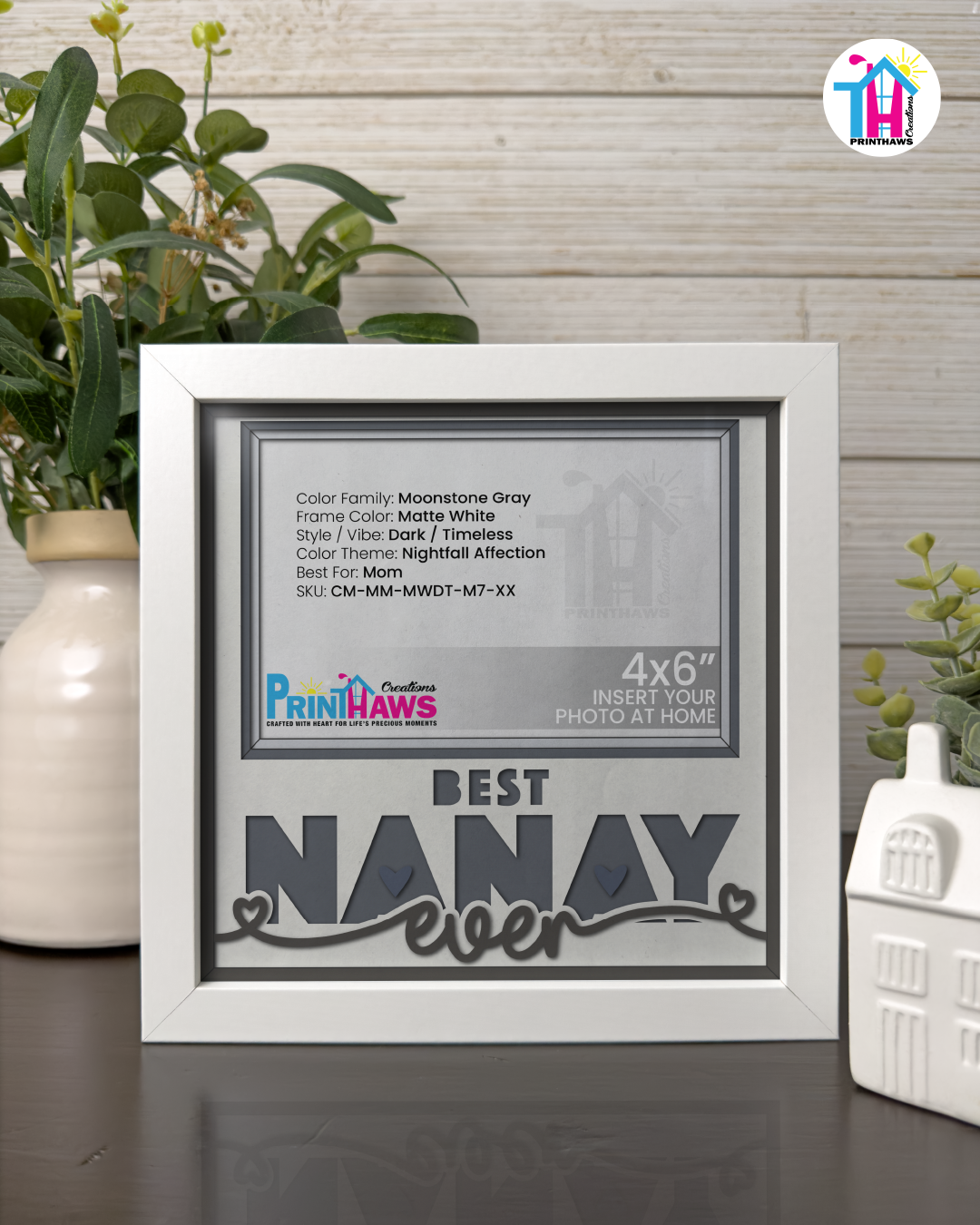 Best Nanay Ever - Crafted Memoirs Photo Frame By Printhaws Creations, Matte White Frame, In A Refined Range Of Colors, 8x8 Frame Holds (4R) Photo - For Mom