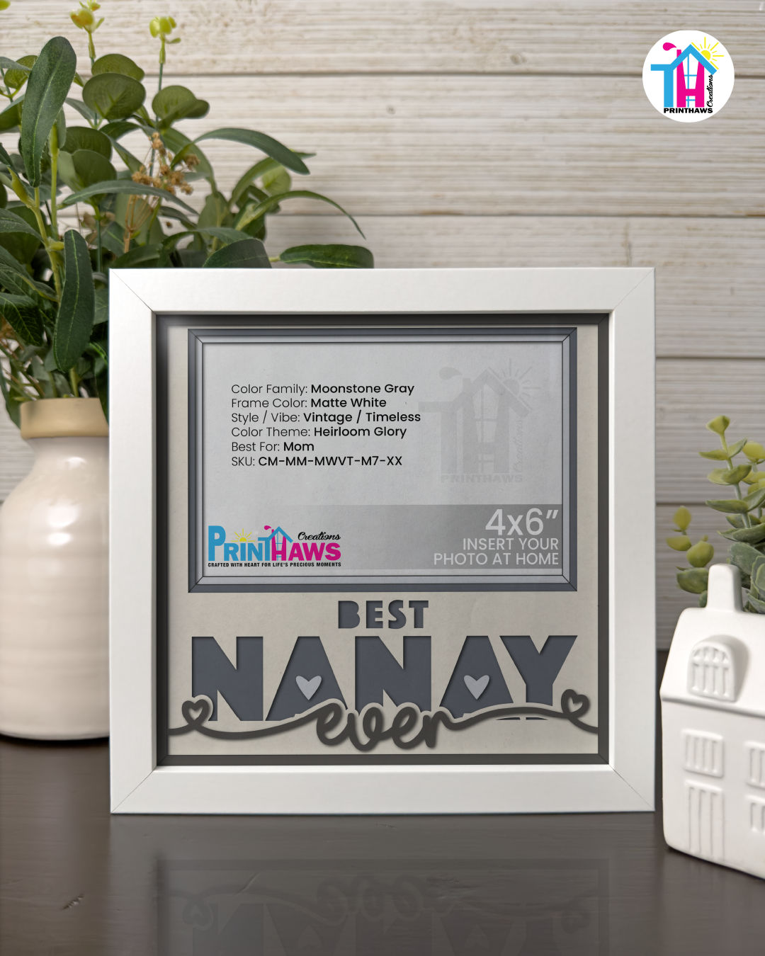 Best Nanay Ever - Crafted Memoirs Photo Frame By Printhaws Creations, Matte White Frame, In A Refined Range Of Colors, 8x8 Frame Holds (4R) Photo - For Mom