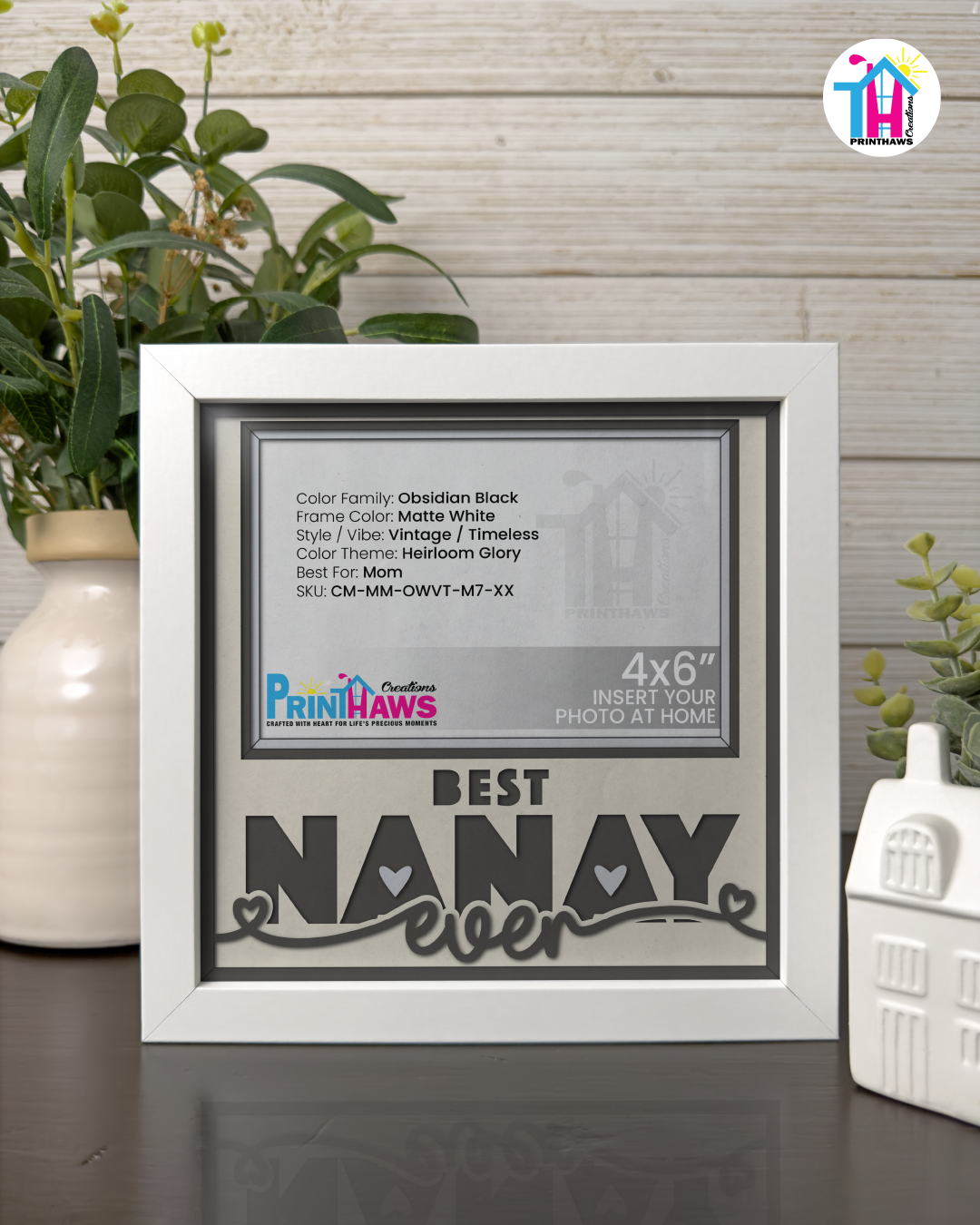 Best Nanay Ever - Crafted Memoirs Photo Frame By Printhaws Creations, Matte White Frame, In A Refined Range Of Colors, 8x8 Frame Holds (4R) Photo - For Mom
