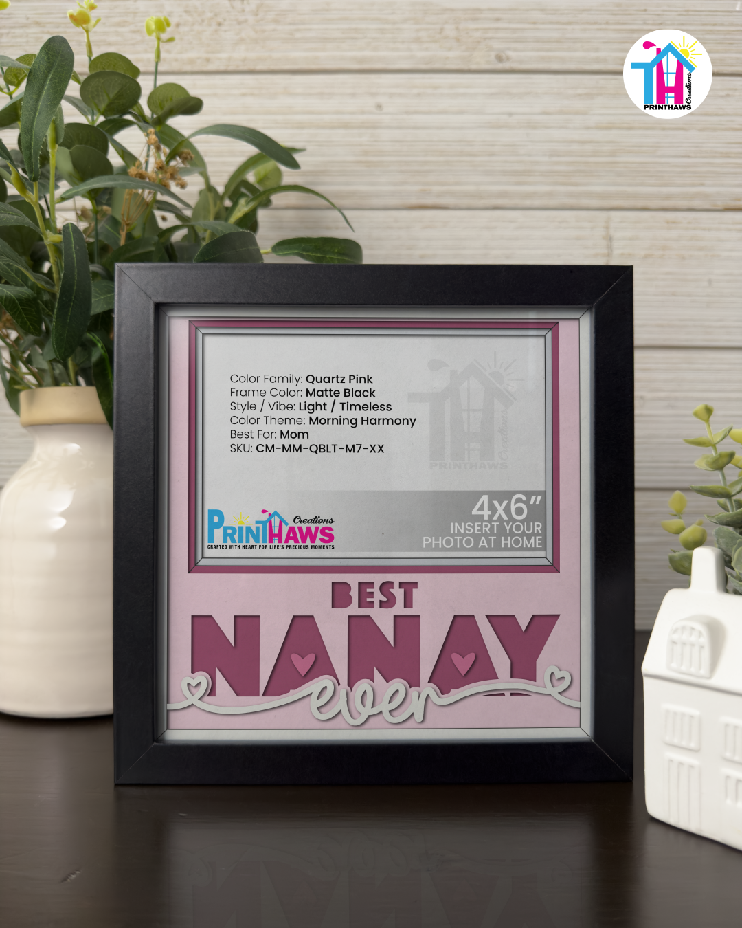 Best Nanay Ever - Crafted Memoirs Photo Frame By Printhaws Creations, Matte Black Frame, In A Refined Range Of Colors, 8x8 Frame Holds (4R) Photo - For Mom