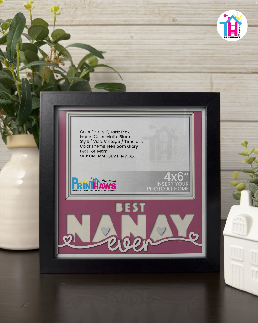 Best Nanay Ever - Crafted Memoirs Photo Frame By Printhaws Creations, Matte Black Frame, In A Refined Range Of Colors, 8x8 Frame Holds (4R) Photo - For Mom