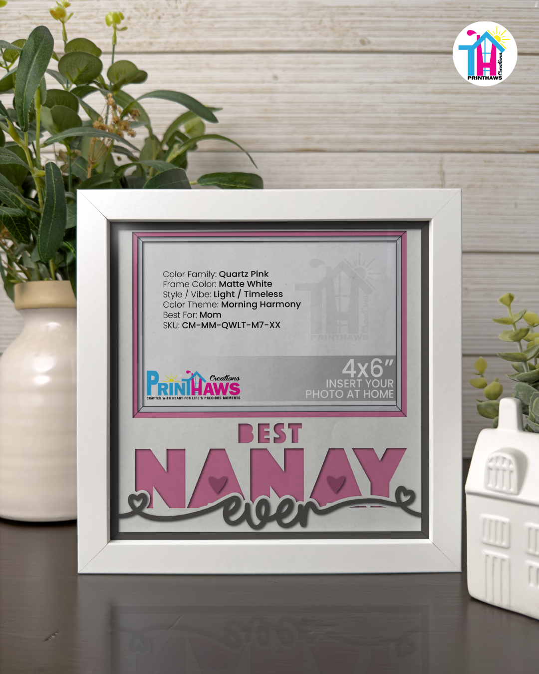 Best Nanay Ever - Crafted Memoirs Photo Frame By Printhaws Creations, Matte White Frame, In A Refined Range Of Colors, 8x8 Frame Holds (4R) Photo - For Mom