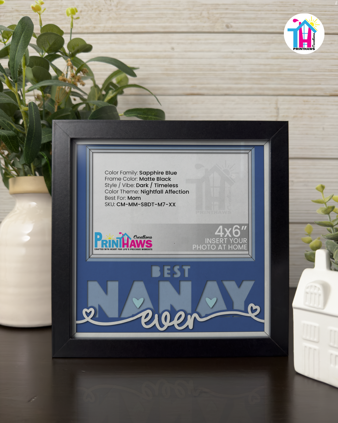 Best Nanay Ever - Crafted Memoirs Photo Frame By Printhaws Creations, Matte Black Frame, In A Refined Range Of Colors, 8x8 Frame Holds (4R) Photo - For Mom