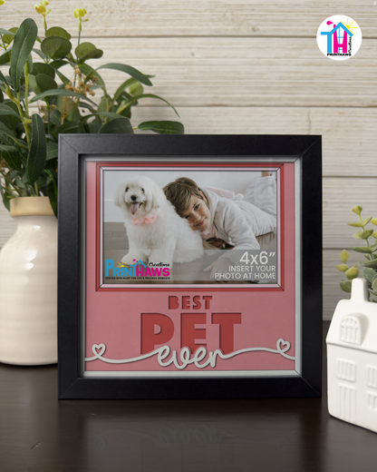 Best Pet Ever - Crafted Memoirs Photo Frame By Printhaws Creations, Matte Black Frame In Garnet Red, Sunbeam Bliss Theme (Light, Radiant), 8x8 Frame Holds (4R) Photo -  For Your Pets
