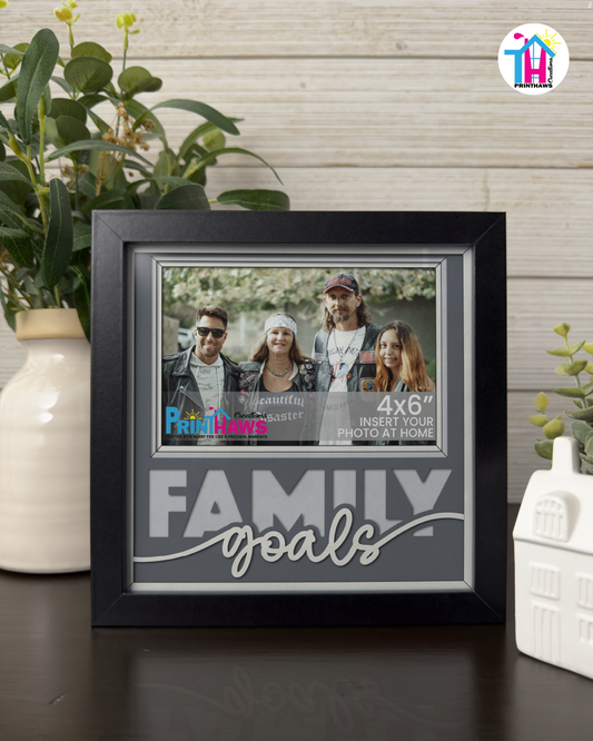 Family Goals - Crafted Memoirs Photo Frame By Printhaws Creations, Matte Black Frame In Moonstone Gray, Nightfall Affection Theme (Dark, Timeless), 8x8 Frame Holds (4R) Photo -  For Family Moments Together