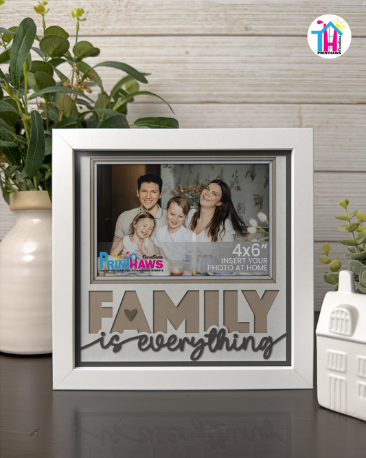 Family Is Everything - Crafted Memoirs Photo Frame By Printhaws Creations, Matte White Frame In Boulder Brown, Morning Harmony Theme (Light, Timeless), 8x8 Frame Holds (4R) Photo -  For Family Moments Together