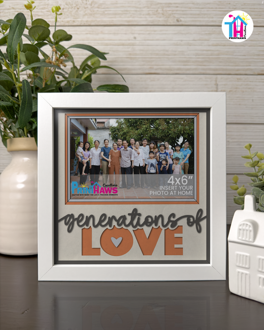 Generations Of Love - Crafted Memoirs Photo Frame By Printhaws Creations, Matte White Frame In Citrine Orange, Heirloom Glory Theme (Vintage, Timeless), 8x8 Frame Holds (4R) Photo -  For Family Moments Together