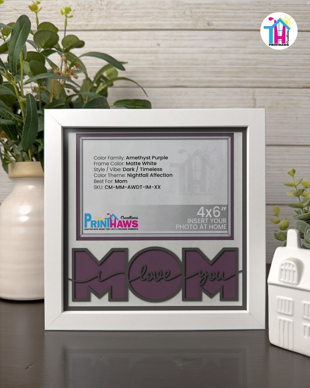 I Love You Mom - Crafted Memoirs Photo Frame By Printhaws Creations, Matte White Frame, In A Refined Range Of Colors, 8x8 Frame Holds (4R) Photo - For Mom