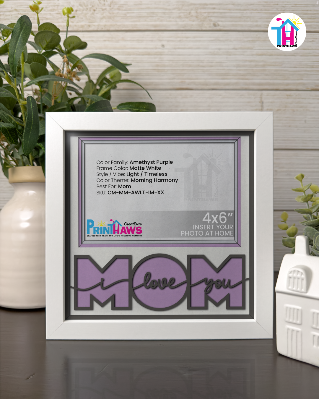 I Love You Mom - Crafted Memoirs Photo Frame By Printhaws Creations, Matte White Frame, In A Refined Range Of Colors, 8x8 Frame Holds (4R) Photo - For Mom