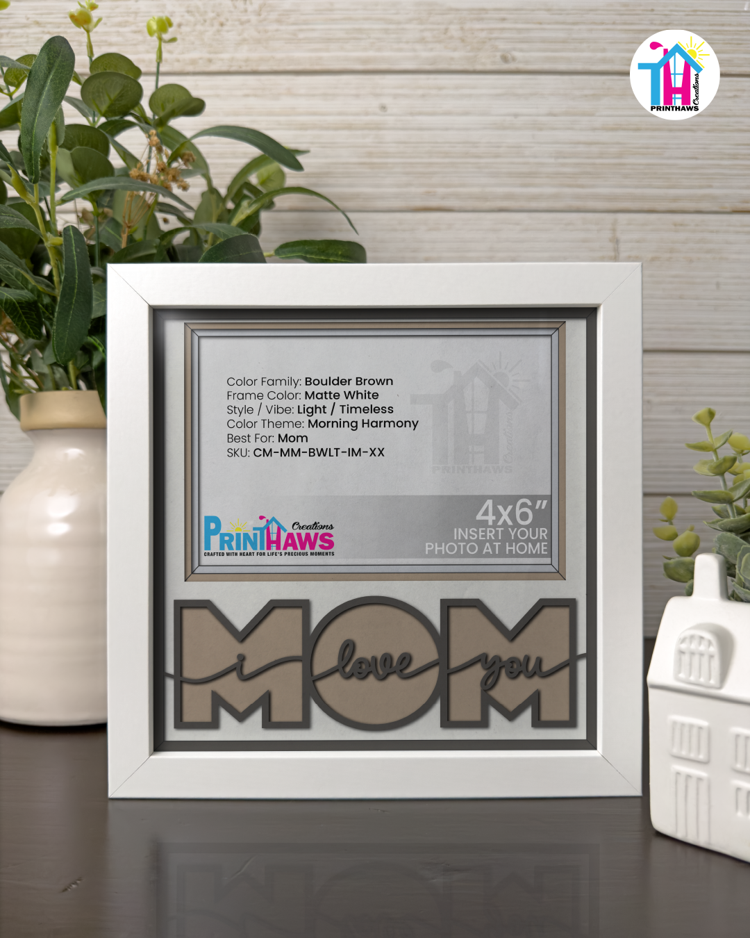 I Love You Mom - Crafted Memoirs Photo Frame By Printhaws Creations, Matte White Frame, In A Refined Range Of Colors, 8x8 Frame Holds (4R) Photo - For Mom
