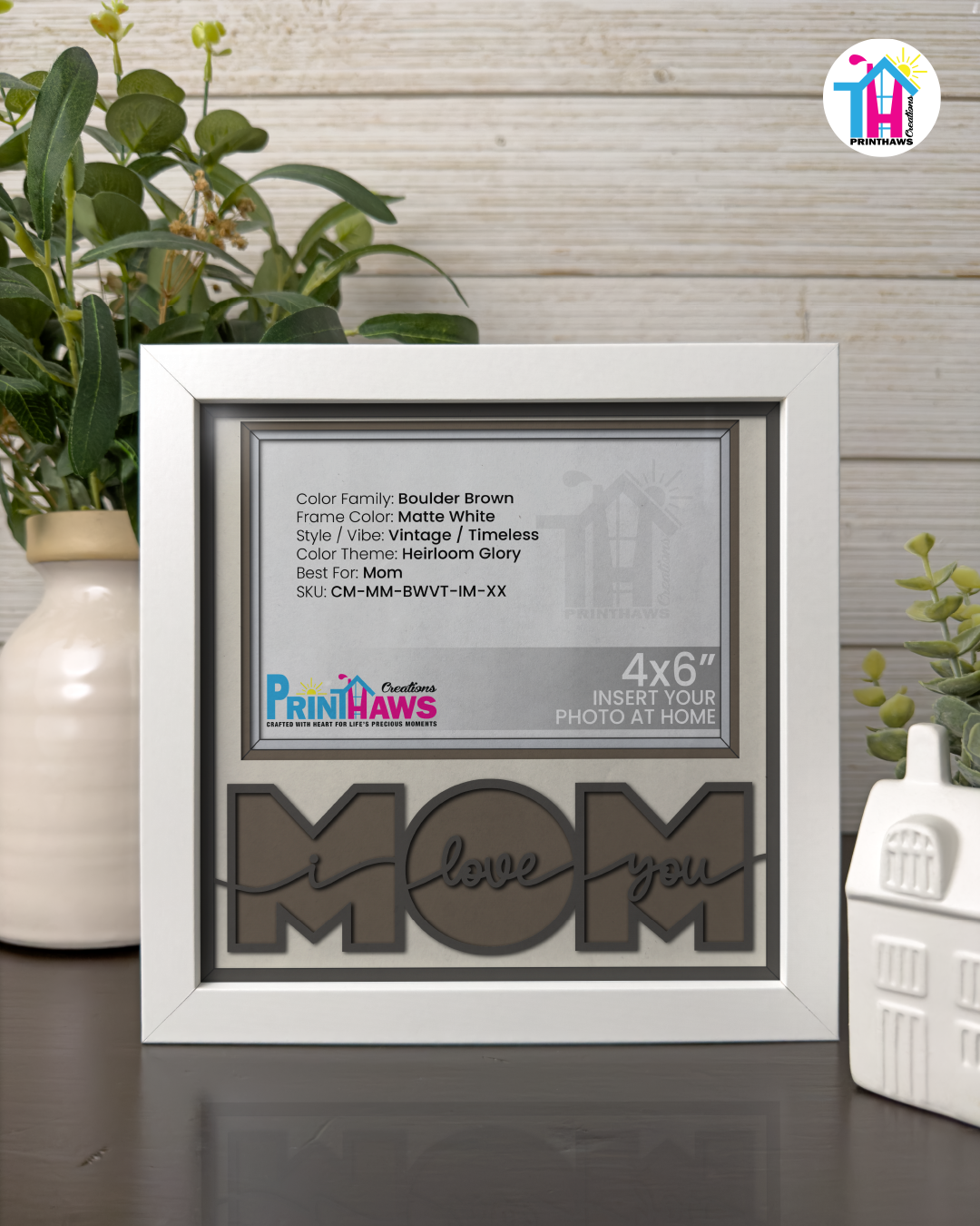 I Love You Mom - Crafted Memoirs Photo Frame By Printhaws Creations, Matte White Frame, In A Refined Range Of Colors, 8x8 Frame Holds (4R) Photo - For Mom