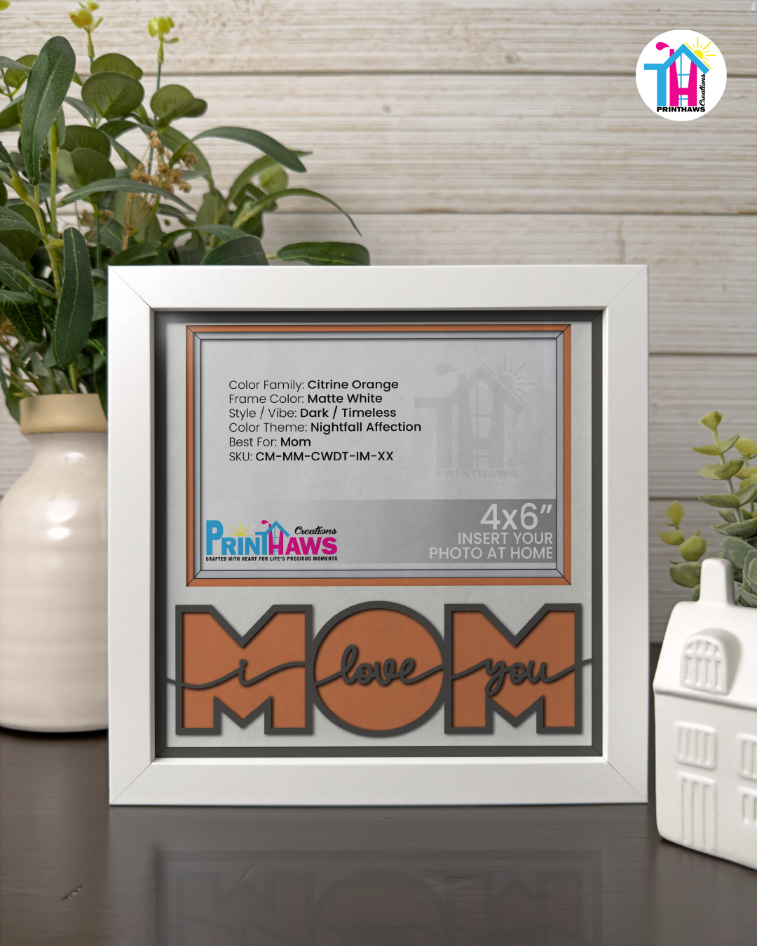 I Love You Mom - Crafted Memoirs Photo Frame By Printhaws Creations, Matte White Frame, In A Refined Range Of Colors, 8x8 Frame Holds (4R) Photo - For Mom