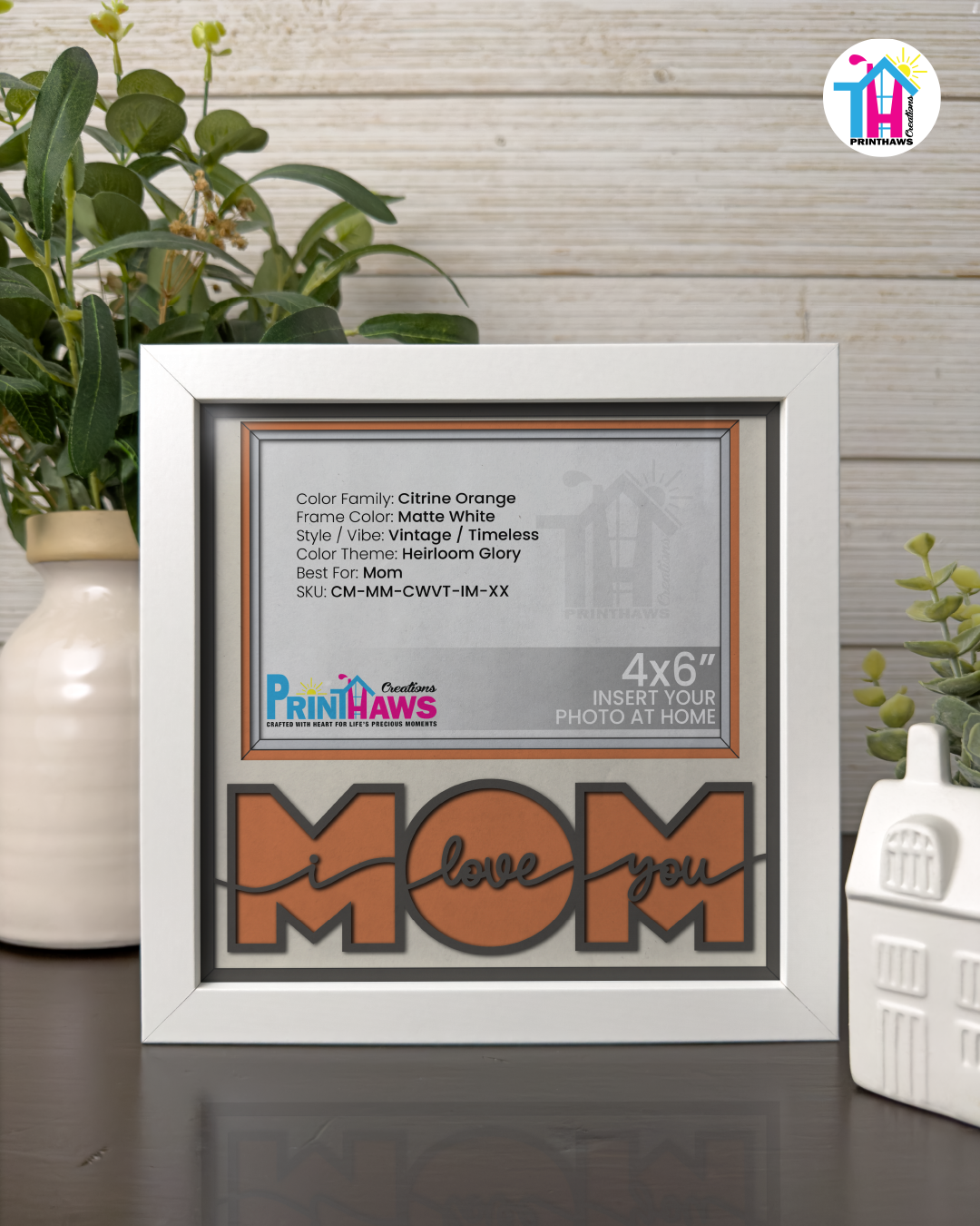 I Love You Mom - Crafted Memoirs Photo Frame By Printhaws Creations, Matte White Frame, In A Refined Range Of Colors, 8x8 Frame Holds (4R) Photo - For Mom
