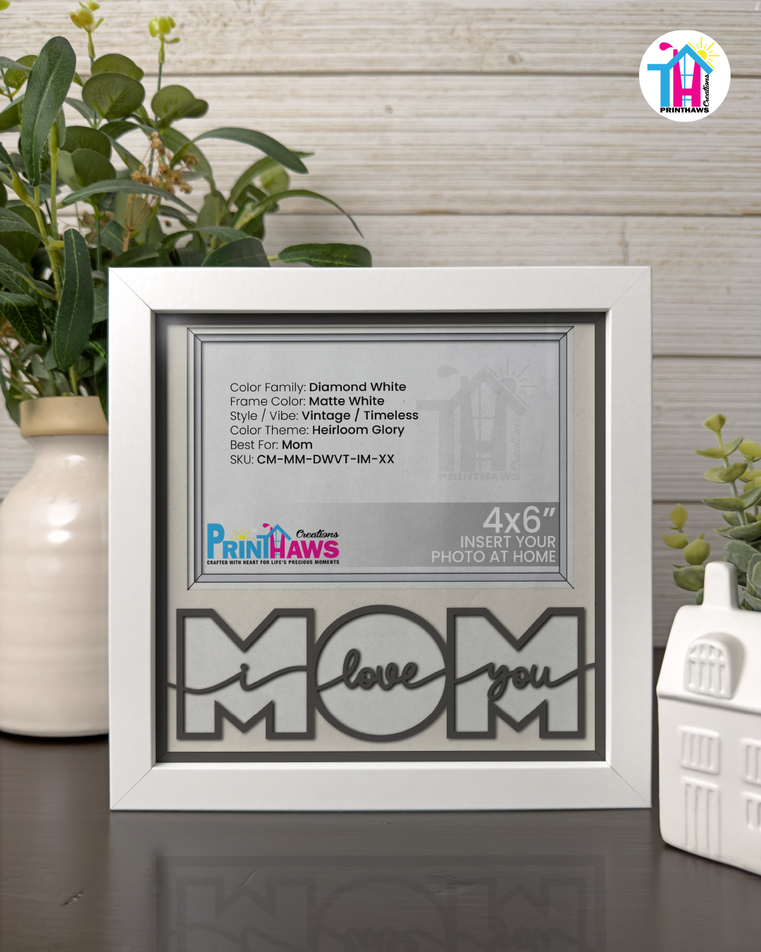 I Love You Mom - Crafted Memoirs Photo Frame By Printhaws Creations, Matte White Frame, In A Refined Range Of Colors, 8x8 Frame Holds (4R) Photo - For Mom