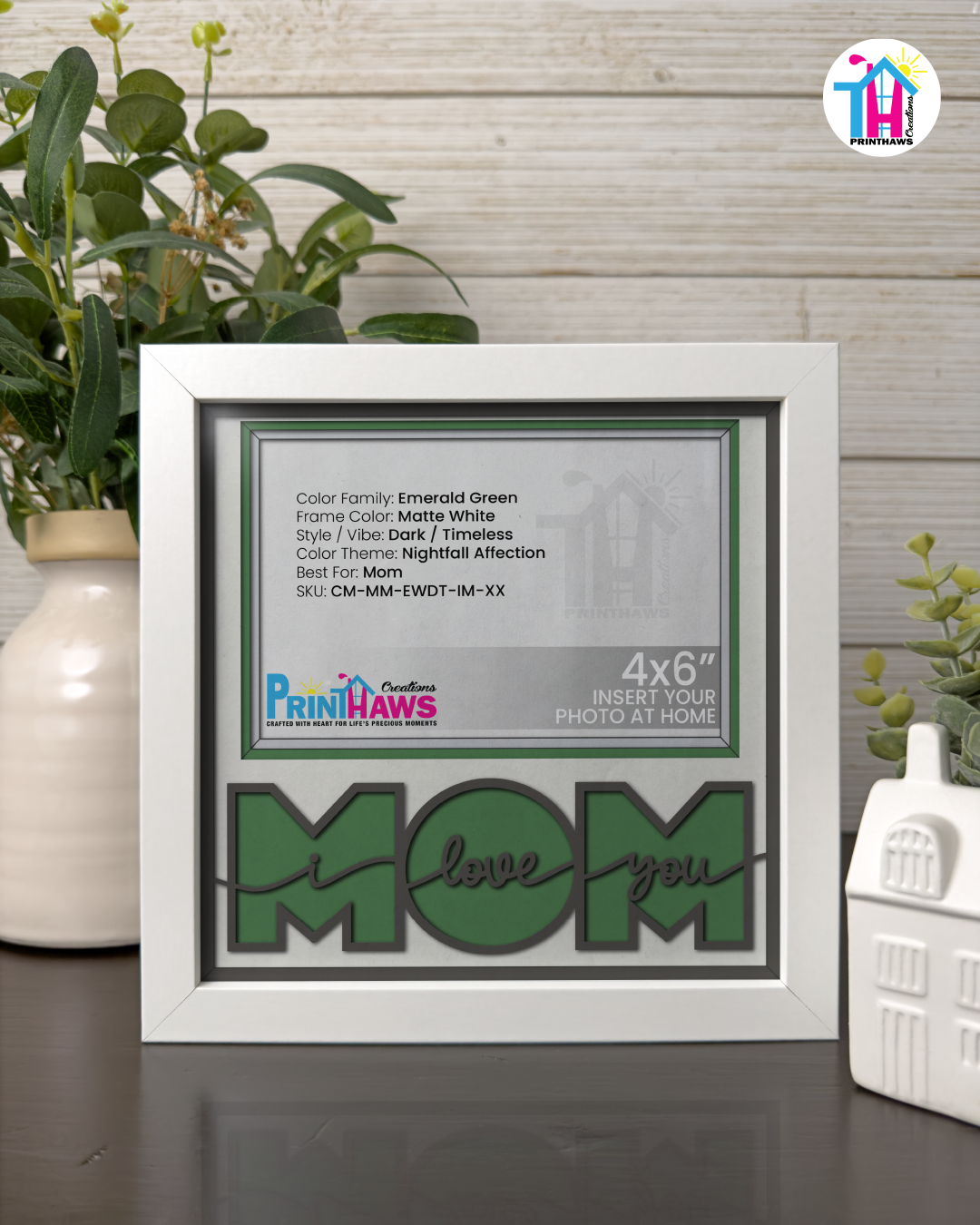 I Love You Mom - Crafted Memoirs Photo Frame By Printhaws Creations, Matte White Frame, In A Refined Range Of Colors, 8x8 Frame Holds (4R) Photo - For Mom