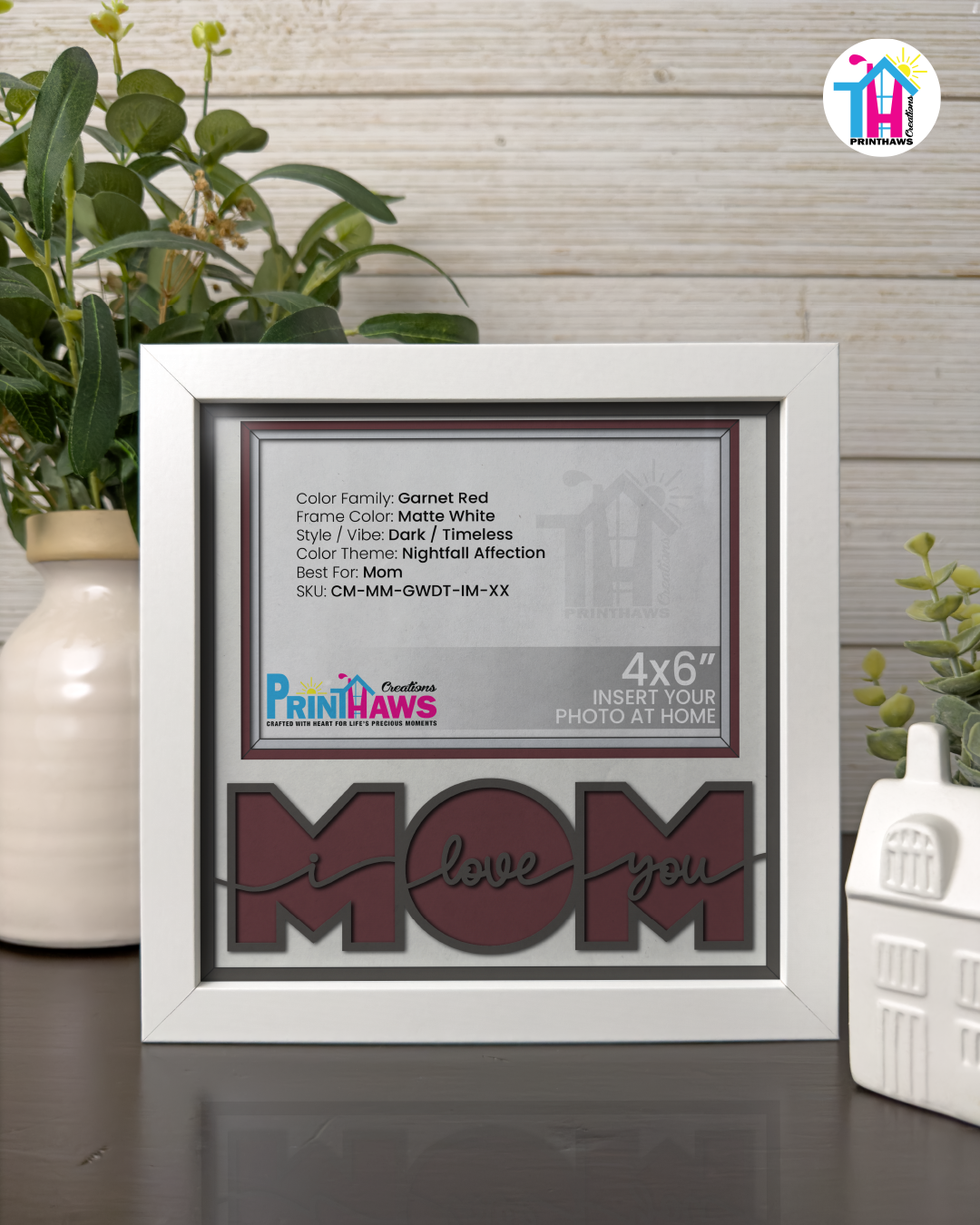 I Love You Mom - Crafted Memoirs Photo Frame By Printhaws Creations, Matte White Frame, In A Refined Range Of Colors, 8x8 Frame Holds (4R) Photo - For Mom