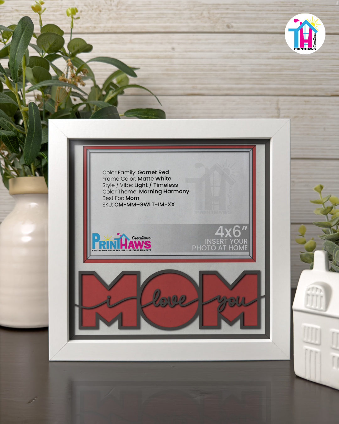 I Love You Mom - Crafted Memoirs Photo Frame By Printhaws Creations, Matte White Frame, In A Refined Range Of Colors, 8x8 Frame Holds (4R) Photo - For Mom
