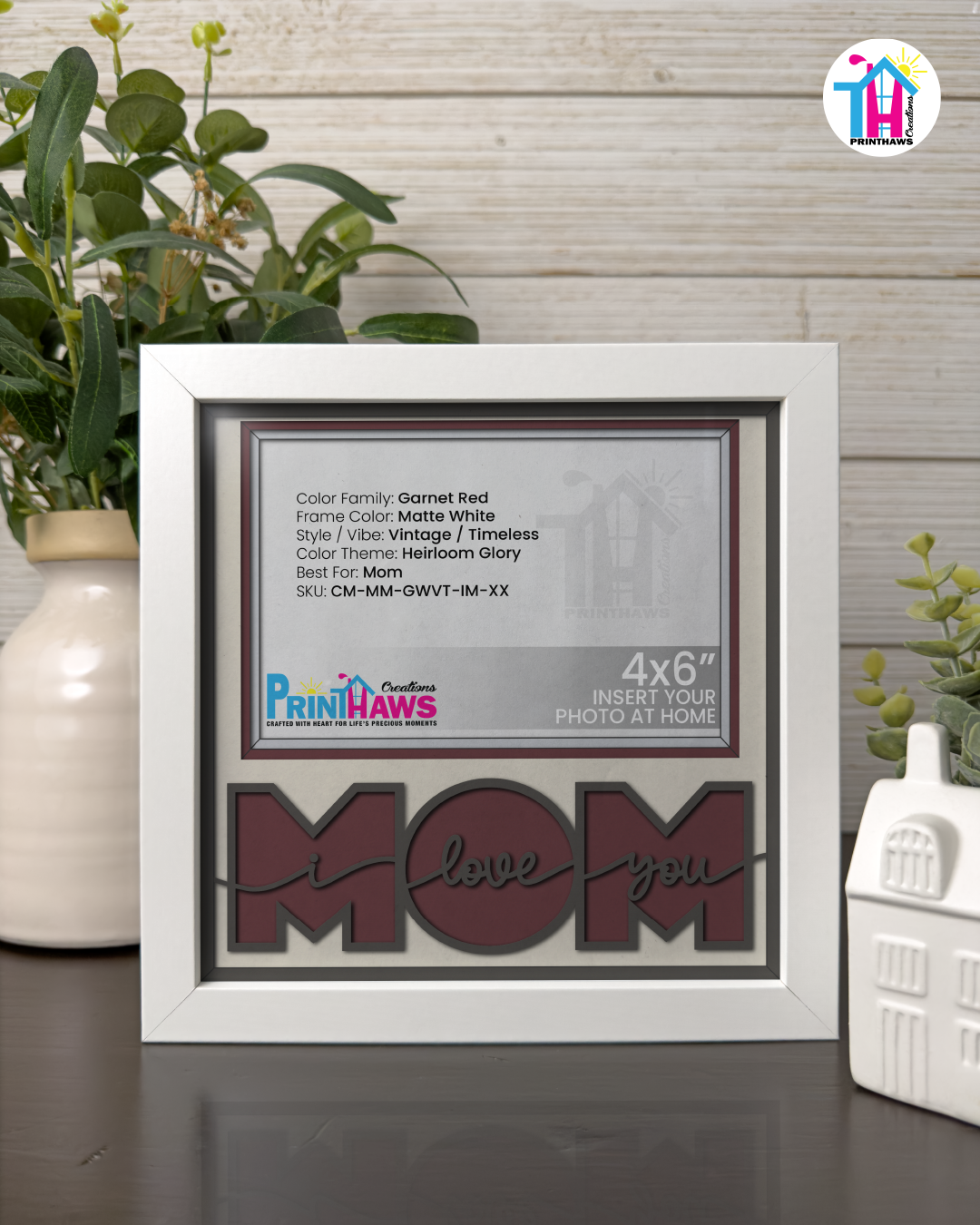 I Love You Mom - Crafted Memoirs Photo Frame By Printhaws Creations, Matte White Frame, In A Refined Range Of Colors, 8x8 Frame Holds (4R) Photo - For Mom