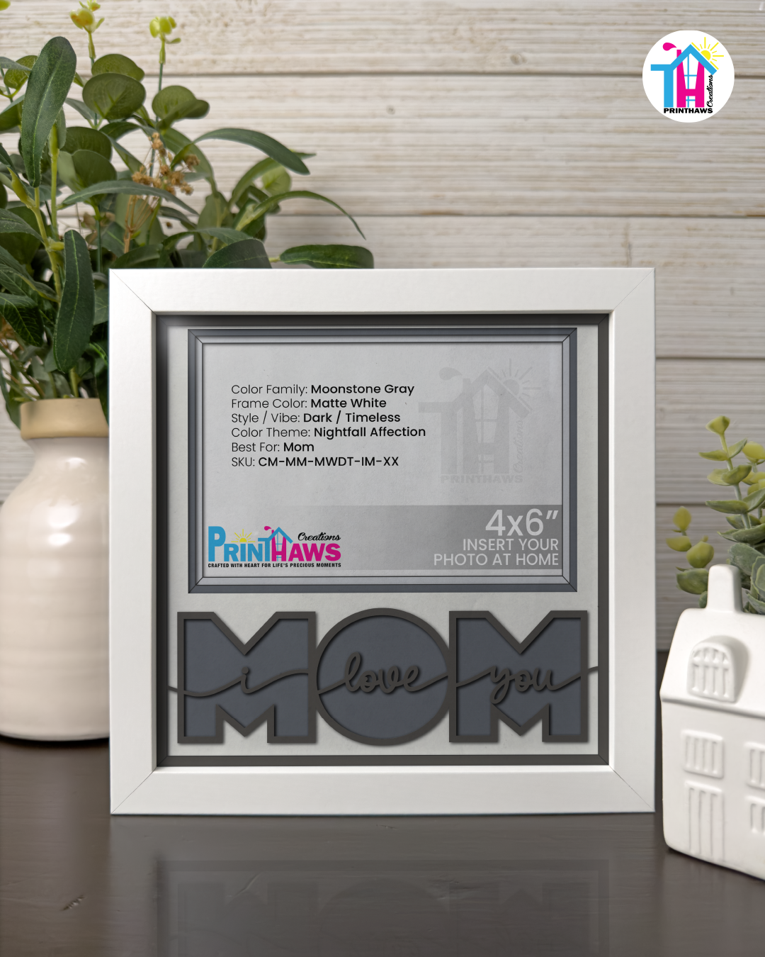 I Love You Mom - Crafted Memoirs Photo Frame By Printhaws Creations, Matte White Frame, In A Refined Range Of Colors, 8x8 Frame Holds (4R) Photo - For Mom