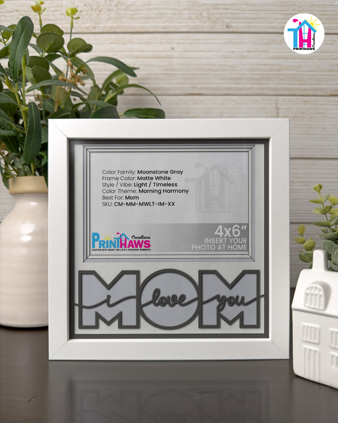 I Love You Mom - Crafted Memoirs Photo Frame By Printhaws Creations, Matte White Frame, In A Refined Range Of Colors, 8x8 Frame Holds (4R) Photo - For Mom