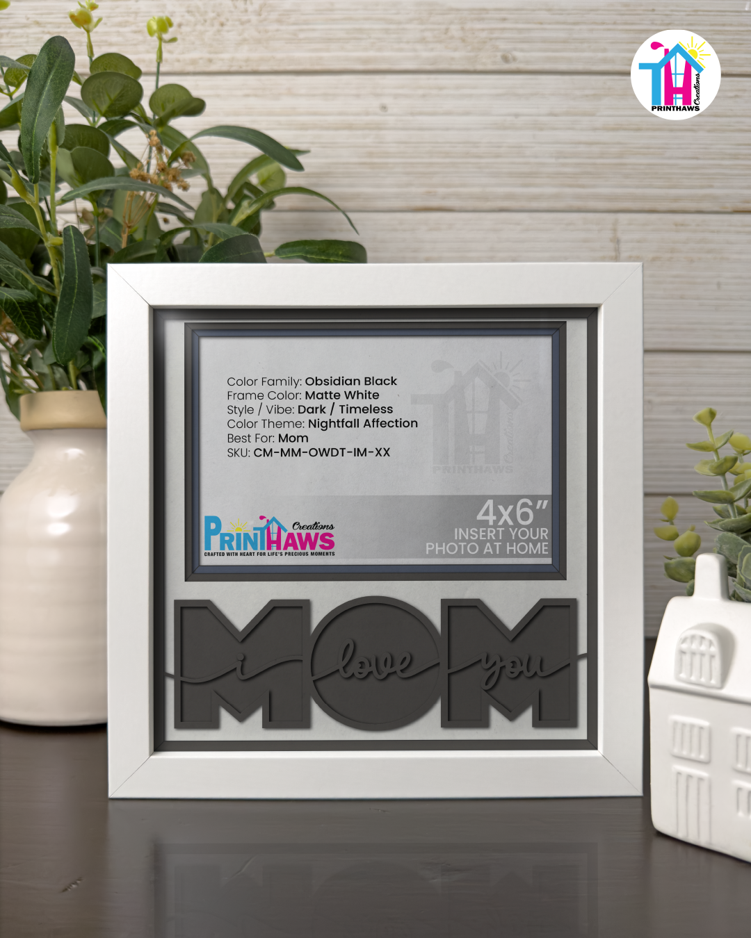 I Love You Mom - Crafted Memoirs Photo Frame By Printhaws Creations, Matte White Frame, In A Refined Range Of Colors, 8x8 Frame Holds (4R) Photo - For Mom