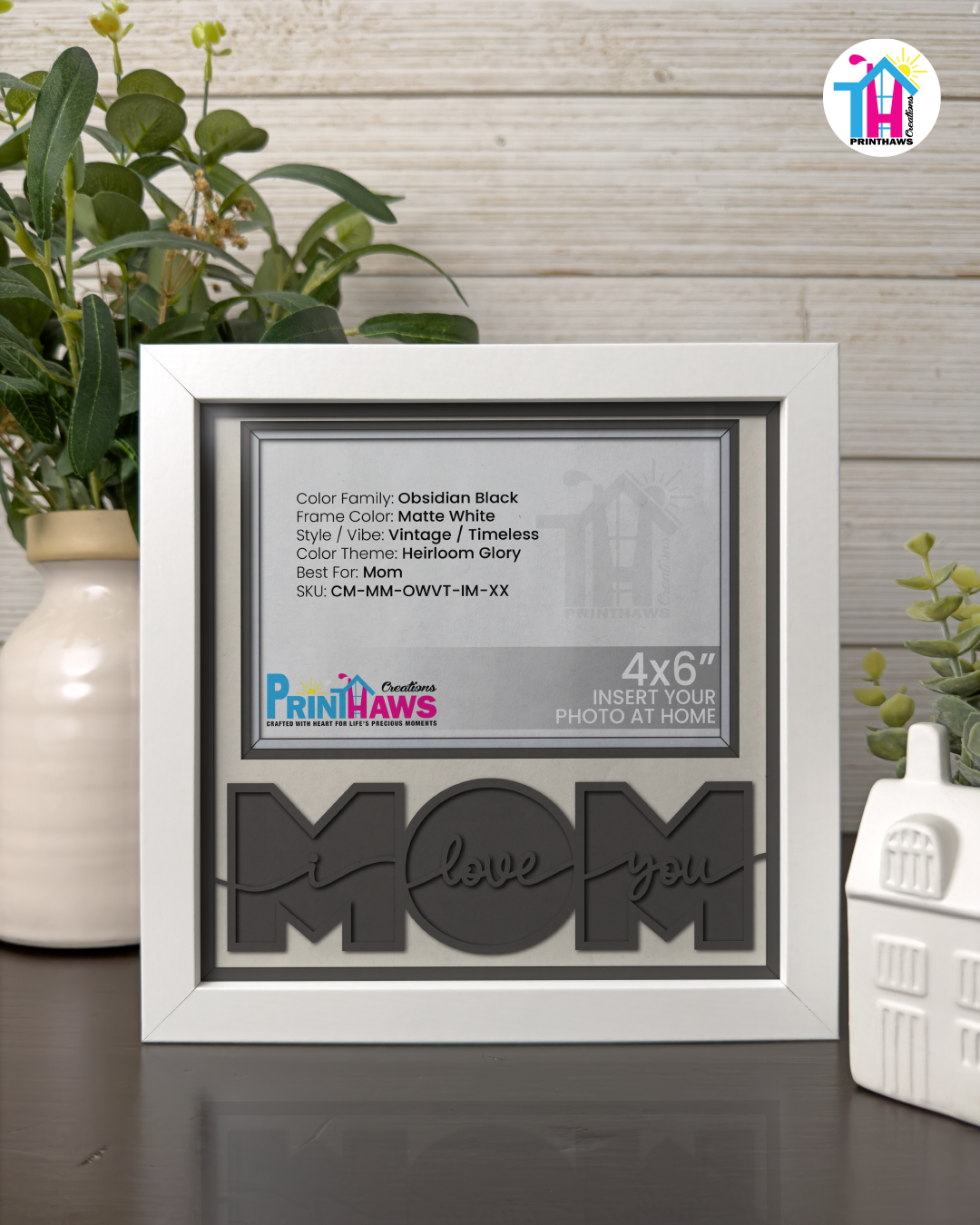 I Love You Mom - Crafted Memoirs Photo Frame By Printhaws Creations, Matte White Frame, In A Refined Range Of Colors, 8x8 Frame Holds (4R) Photo - For Mom
