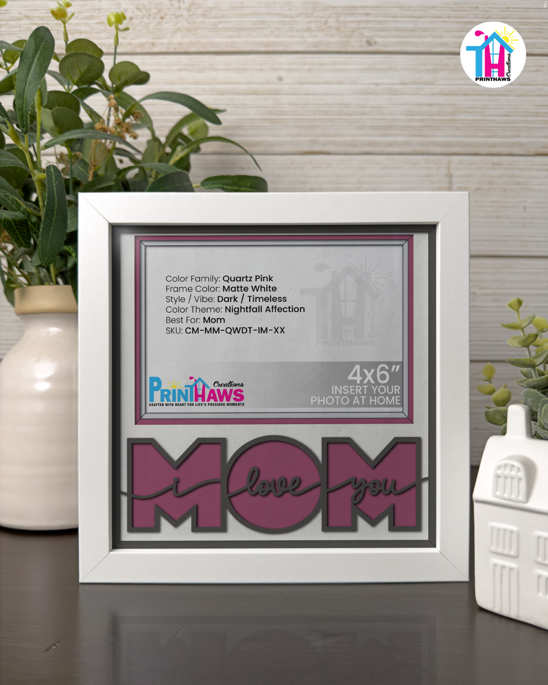 I Love You Mom - Crafted Memoirs Photo Frame By Printhaws Creations, Matte White Frame, In A Refined Range Of Colors, 8x8 Frame Holds (4R) Photo - For Mom