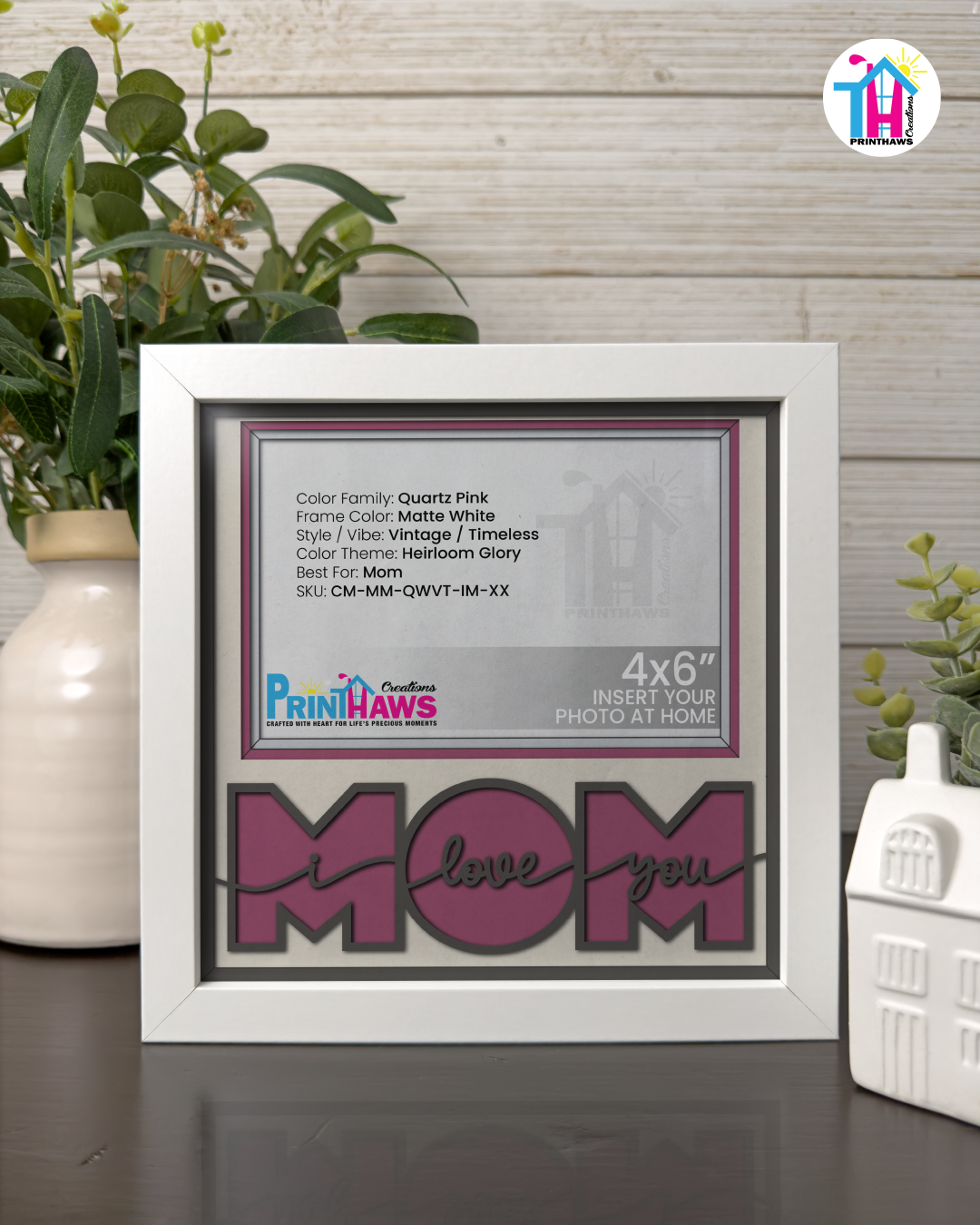 I Love You Mom - Crafted Memoirs Photo Frame By Printhaws Creations, Matte White Frame, In A Refined Range Of Colors, 8x8 Frame Holds (4R) Photo - For Mom