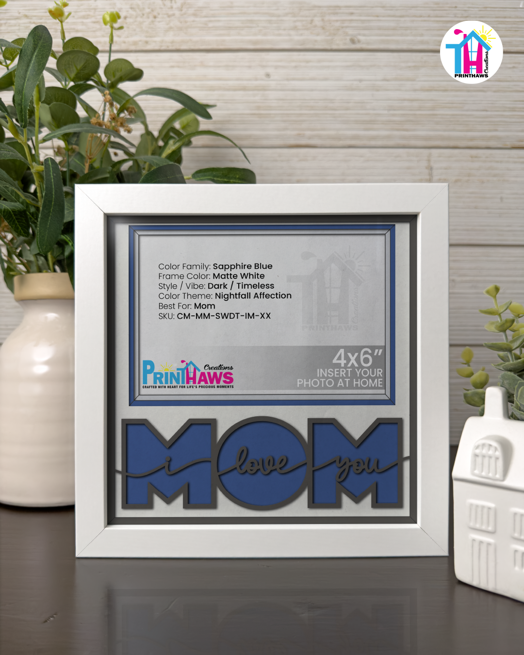 I Love You Mom - Crafted Memoirs Photo Frame By Printhaws Creations, Matte White Frame, In A Refined Range Of Colors, 8x8 Frame Holds (4R) Photo - For Mom