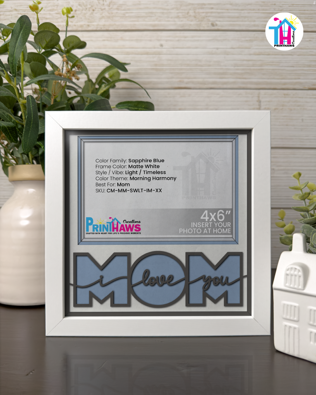 I Love You Mom - Crafted Memoirs Photo Frame By Printhaws Creations, Matte White Frame, In A Refined Range Of Colors, 8x8 Frame Holds (4R) Photo - For Mom