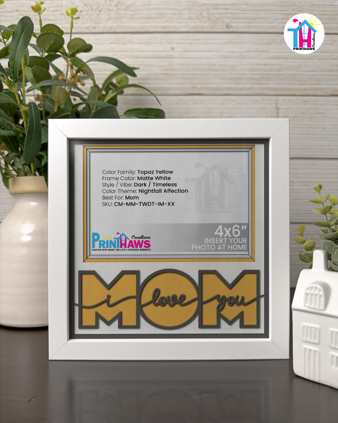 I Love You Mom - Crafted Memoirs Photo Frame By Printhaws Creations, Matte White Frame, In A Refined Range Of Colors, 8x8 Frame Holds (4R) Photo - For Mom